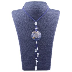 Collar Orgon Flor de la Vida Azul con Abalorios (3,7 cm Ajustable)