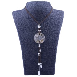 Collar Orgon Flor de la Vida Beige con Abalorios (3,7 cm Ajustable)