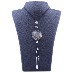 Collar Orgon Flor de la Vida Negro con Abalorios (3,7 cm Ajustable)