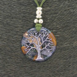 Collar Orgon Arbol de la Vida Verde (3,7 cm Ajustable)