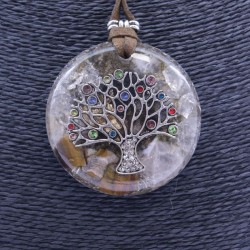 Collar Orgon Arbol de la vida brillantes Beige (5,4 cm Ajustable)