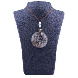 Collar Orgon Arbol de la vida brillantes Beige (5,4 cm Ajustable)