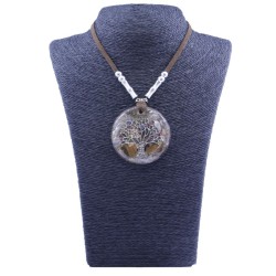 Collar Orgon Arbol de la vida brillantes Beige (5,4 cm Ajustable)