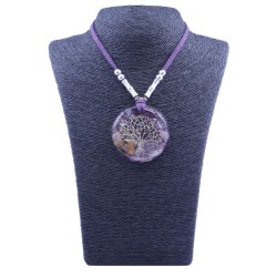 Collar Orgon Arbol de la vida brillantes Morado (5,4 cm Ajustable)