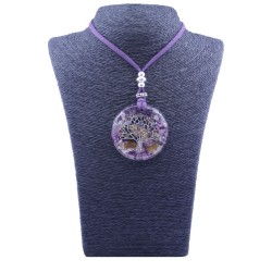 Collar Orgon Arbol de la vida brillantes Morado (5,4 cm Ajustable)