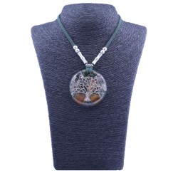 Collar Orgon Arbol de la vida brillantes Verde (5,4 cm Ajustable)