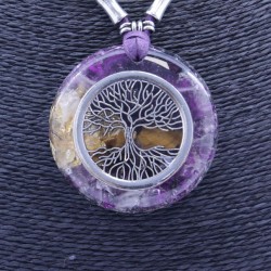 Collar Orgon Arbol de la Vida Morado (5,4 cm Ajustable)