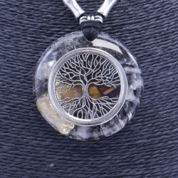 Collar Orgon Arbol de la Vida Negro (5,4 cm Ajustable)