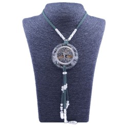 Collar Orgon Arbol de la vida Verde con Abalorios (5,4 cm Ajustable)