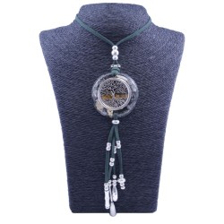 Collar Orgon Arbol de la vida Verde con Abalorios (5,4 cm Ajustable)