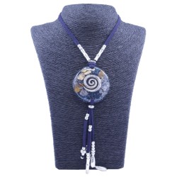 Collar Orgon Espiral Azul con Abalorios (5,4 cm Ajustable)