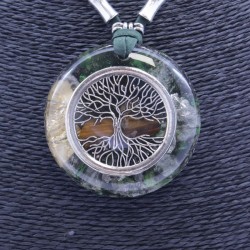 Collar Orgon Arbol de la Vida Verde (5,4 cm Ajustable)