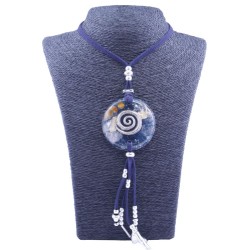 Collar Orgon Espiral Azul con Abalorios (5,4 cm Ajustable)