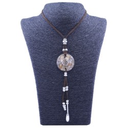 Collar Orgon Espiral Beige con Abalorios (3,7 cm Ajustable)