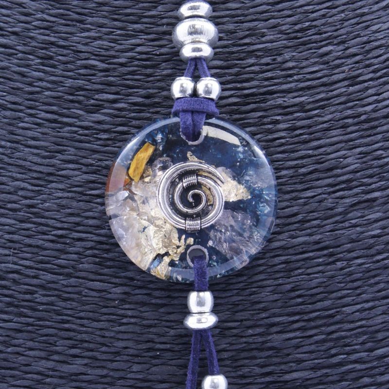 Collar Orgon Espiral Azul con Abalorios (3,7 cm Ajustable)