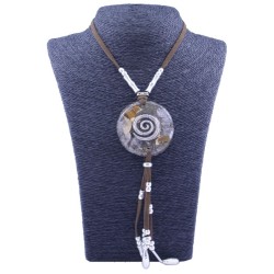 Collar Orgon Espiral Beige con Abalorios (5,4 cm Ajustable)