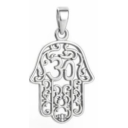 Amuleto Plata Mano Fatima mantra OM 2.6 x 2,0 cm ·