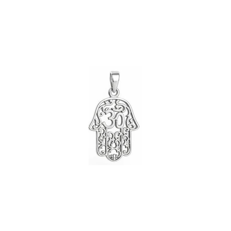 Amuleto Plata Mano Fatima mantra OM 2.6 x 2,0 cm ·