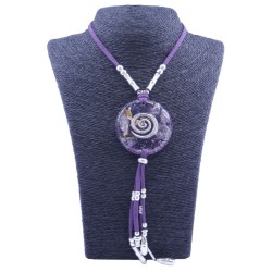 Collar Orgon Espiral Morado con Abalorios (5,4 cm Ajustable)