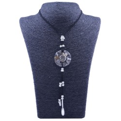 Collar Orgon Espiral Negro con Abalorios (3,7 cm Ajustable)