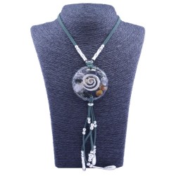Collar Orgon Espiral Verde con Abalorios (5,4 cm Ajustable)