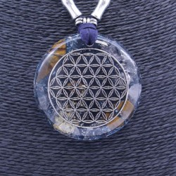 Collar Orgon Flor de la Vida Azul (5,4 cm Ajustable)