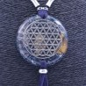 Collar Orgon Flor de la vida Azul con Abalorios (5,4 cm Ajustable)
