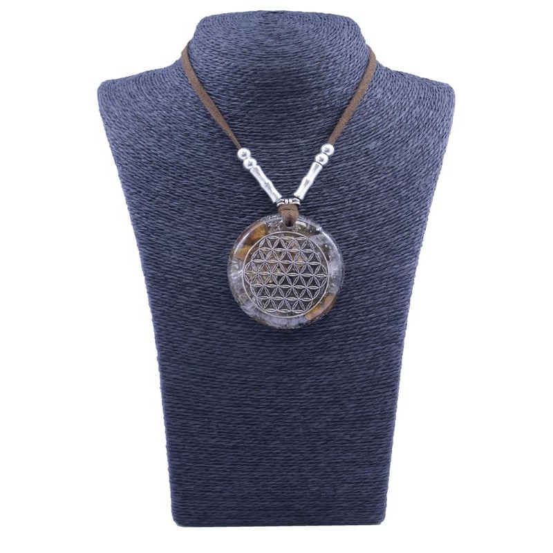 Collar Orgon Flor de la Vida Beige (5,4 cm Ajustable)