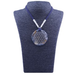 Collar Orgon Flor de la Vida Azul (5,4 cm Ajustable)