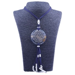 Collar Orgon Flor de la vida Azul con Abalorios (5,4 cm Ajustable)