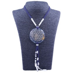 Collar Orgon Flor de la vida Azul con Abalorios (5,4 cm Ajustable)