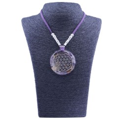 Collar Orgon Flor de la Vida Morado (5,4 cm Ajustable)