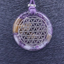 Collar Orgon Flor de la Vida Morado (5,4 cm Ajustable)