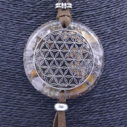 Collar Orgon Flor de la vida Beige con Abalorios (5,4 cm Ajustable)