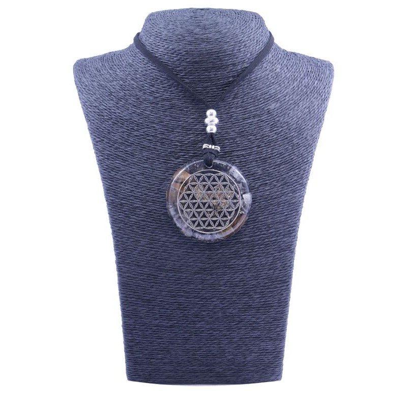 Collar Orgon Flor de la Vida Negro (5,4 cm Ajustable)