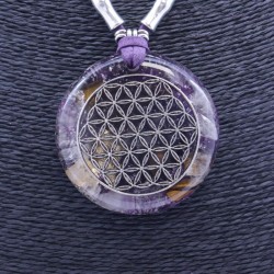 Collar Orgon Flor de la Vida Morado (5,4 cm Ajustable)