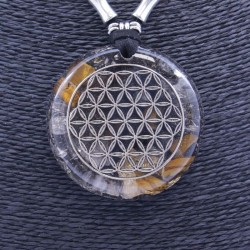 Collar Orgon Flor de la Vida Negro (5,4 cm Ajustable)