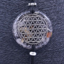 Collar Orgon Flor de la vida Negro con Abalorios (5,4 cm Ajustable)