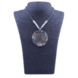 Collar Orgon Flor de la Vida Verde (5,4 cm Ajustable)