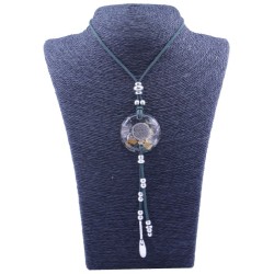 Collar Orgon Flor de la Vida Verde con Abalorios (3,7 cm Ajustable)