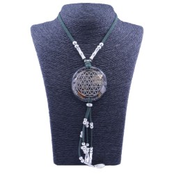 Collar Orgon Flor de la vida Verde con Abalorios (5,4 cm Ajustable)