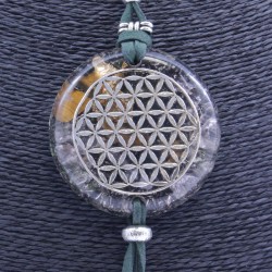 Collar Orgon Flor de la vida Verde con Abalorios (5,4 cm Ajustable)