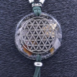 Collar Orgon Flor de la vida Verde con Abalorios (5,4 cm Ajustable)