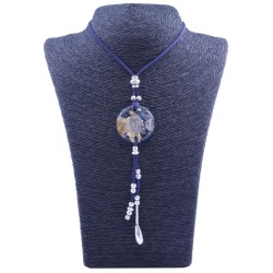Collar Orgon Mano de Fatima Azul con Abalorios (3,7 cm Ajustable)