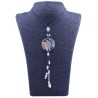 Collar Orgon Mano de Fatima Azul con Abalorios (3,7 cm Ajustable)