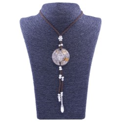 Collar Orgon Mano de Fatima Beige con Abarolios (3,7 cm Ajustable)