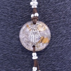 Collar Orgon Mano de Fatima Beige con Abarolios (3,7 cm Ajustable)