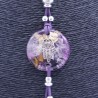 Collar Orgon Mano de Fatima Morado con Abalorios (3,7 cm Ajustable)