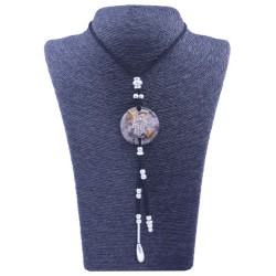 Collar Orgon Mano de Fatima Negro con Abalorios (3,7 cm Ajustable)