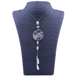 Collar Orgon Mano de Fatima Verde con Abalorios (3,7 cm Ajustable)